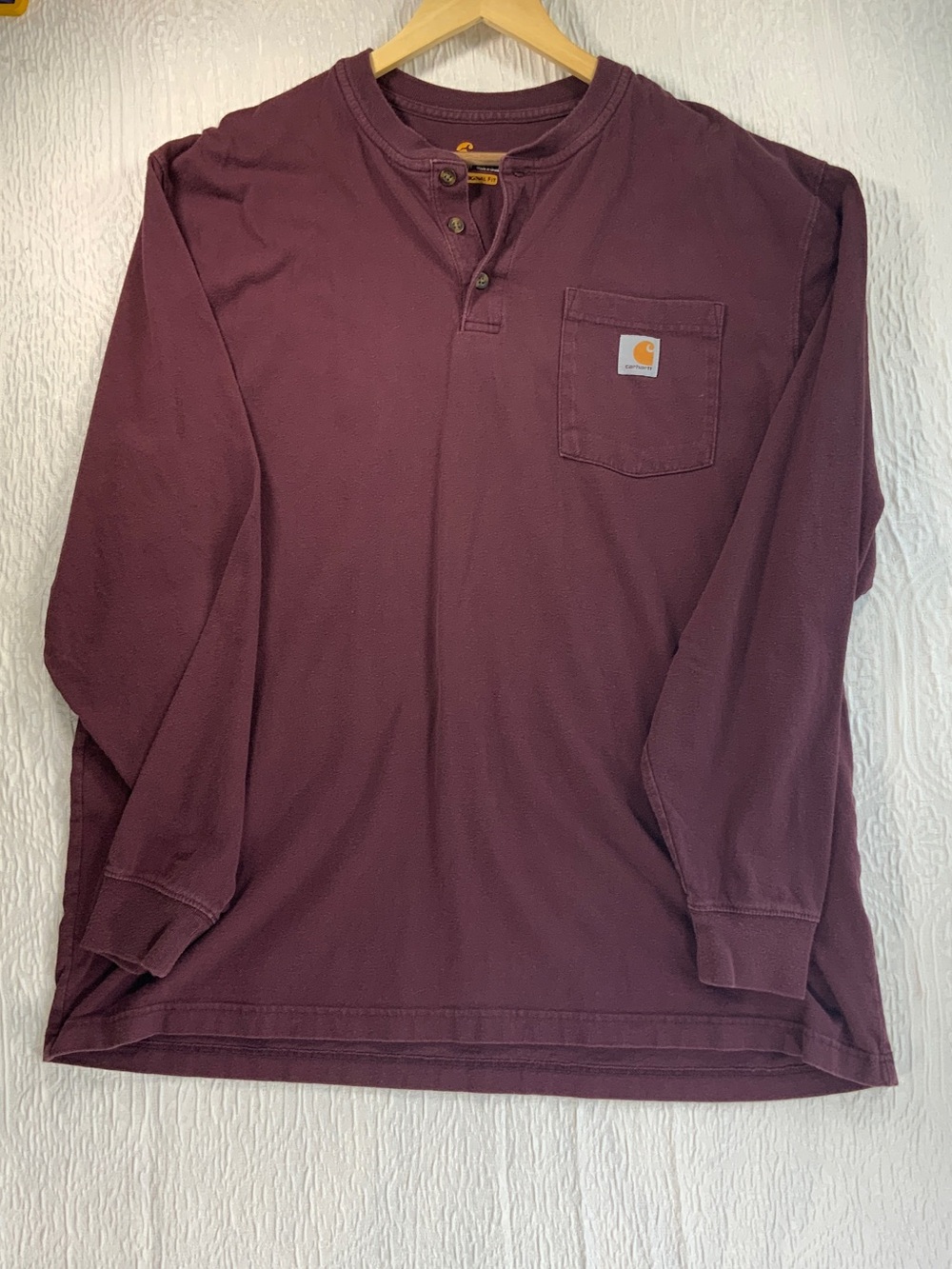Carhartt Long-Sleeve Henley Pocket Shirt - Maroon